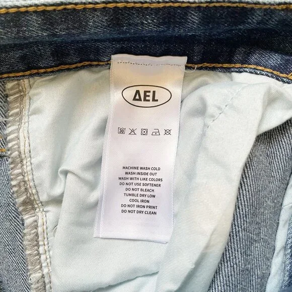 Aelfric Eden Light Blue Two Tone Wash Wide Leg Flare High Waist Denim Jeans - Picture 6 of 7
